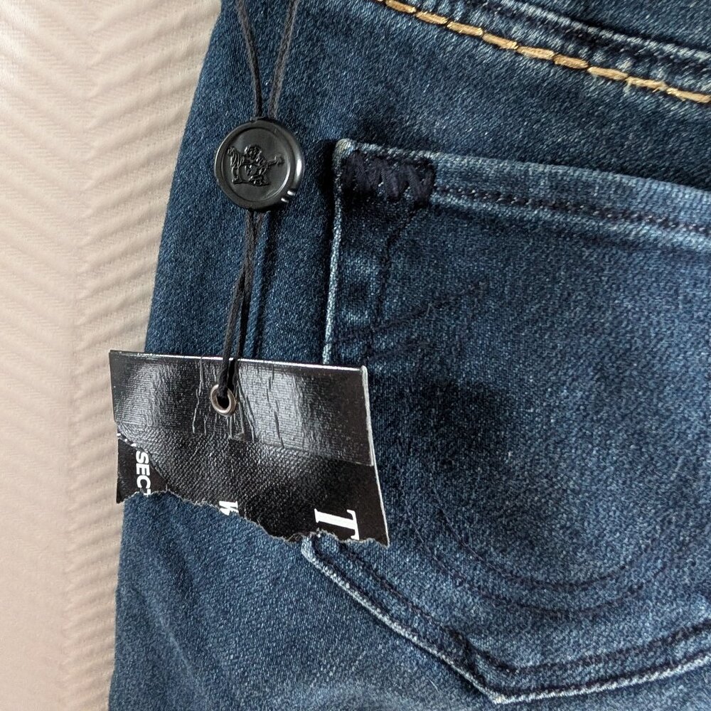True Religion Halle Mid Rise Super Skinny Jeans Dark Blue Wash Size 24 Y2K Denim - Picture 9 of 12
